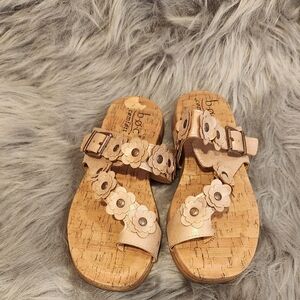 Women's Floral Cork Sandals - Beige